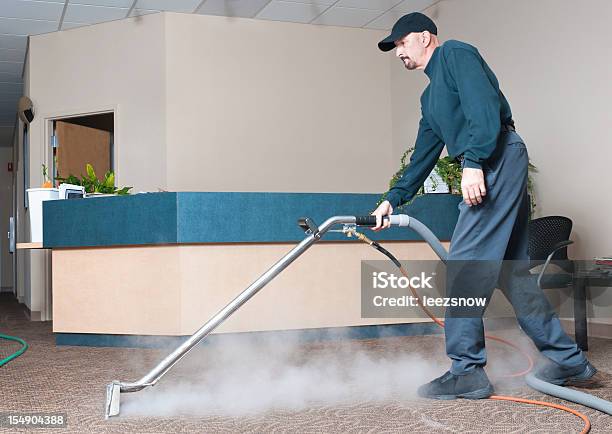 Professional Carpet Cleaner Man Steam Cleaning Stock Photo - Download Image Now - Cleaning, Carpet - Decor, Office