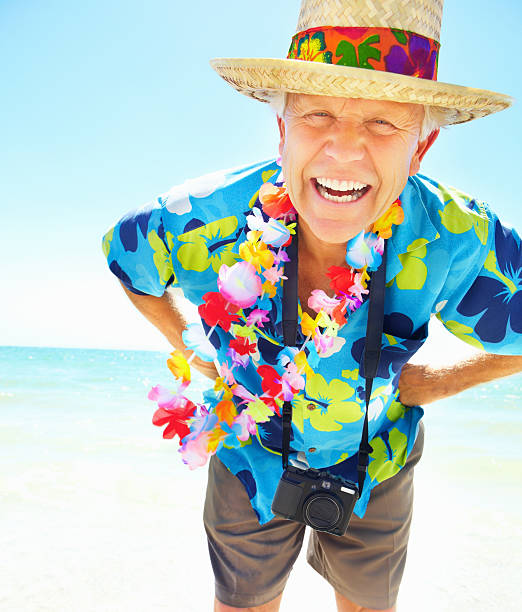 istock Cheerful senior man on vacation posing with hands on hips 154904834