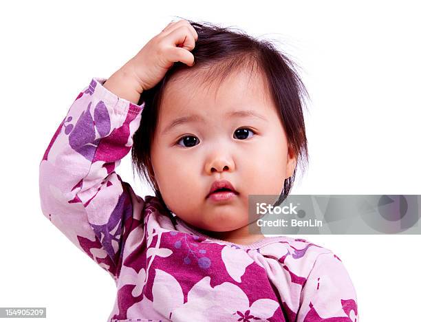 Confundida Asiático De Bebé Aislado En Blanco Foto de stock y más banco de imágenes de Bebé - Bebé, Confusión, Niñas bebés