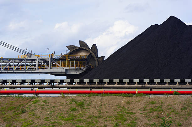 уголь stacker reclaimer по загрузке центр в hunter - coal bucket стоковые фото и изображения