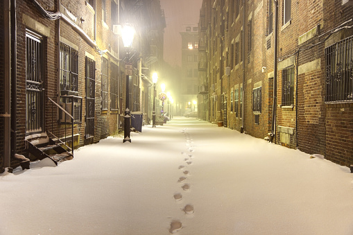 Winter in the City of Boston, Massachusetts