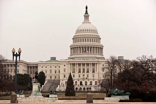 Artistic Image of the Capitol Building in Washington DC in Christmas day