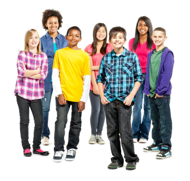 istock Diverse Group of Children Standing Together - Isolated 154907536