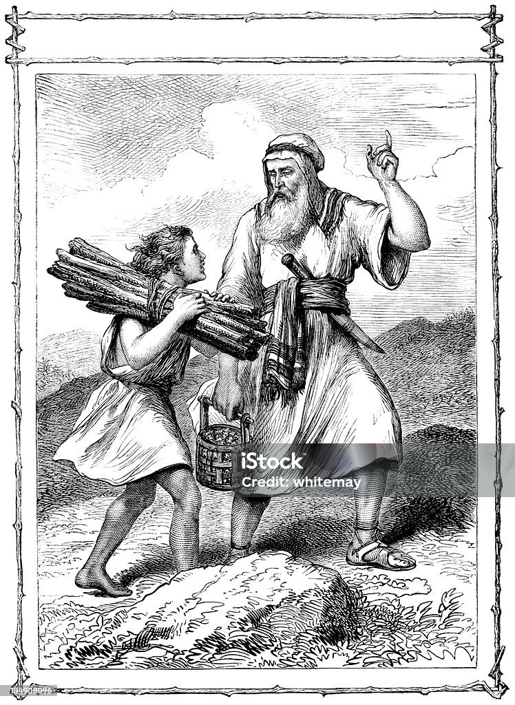 Abraham 및 이삭 (빅토이라 일러스트 - 로열티 프리 이사악 - 영성 및 종교 스톡 일러스트