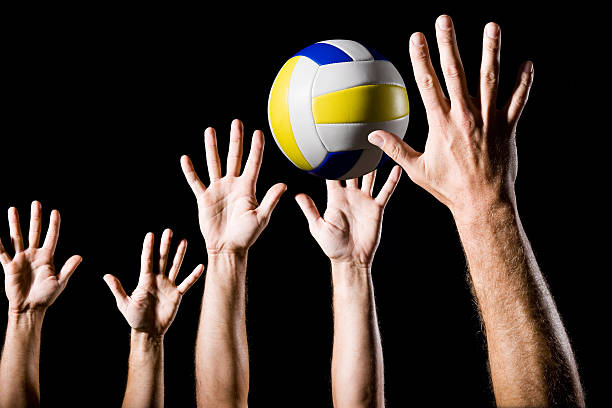 волейбол - volleyball volleying block human hand стоковые фото и изображения