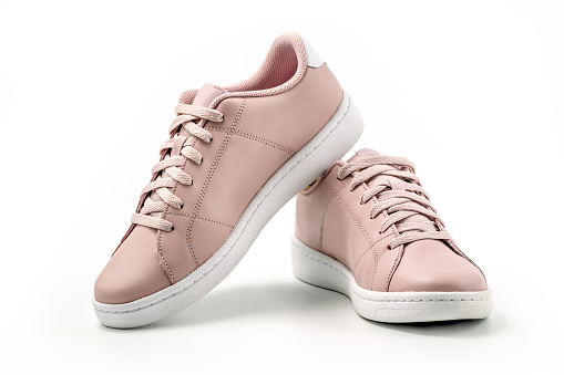 Pink Tennis Shoes On White Stock Photo - Download Image Now - Pink ...