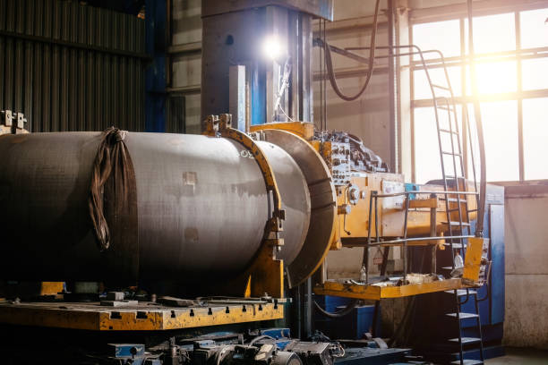 istock Large CNC tube bender in pipe factory 1549113675