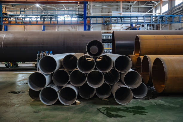istock New steel pipes for pipeline construction in warehouse 1549133234