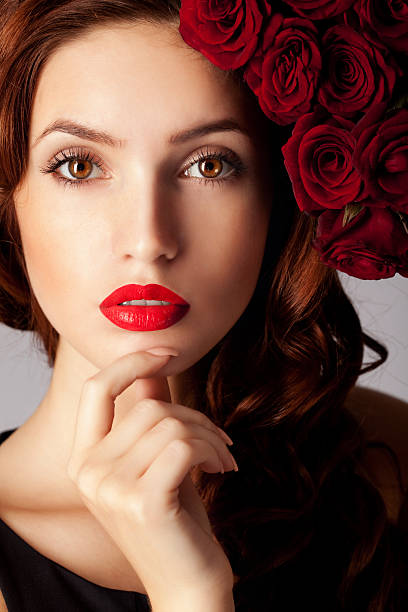 istock Beautiful woman with red lips 154917448