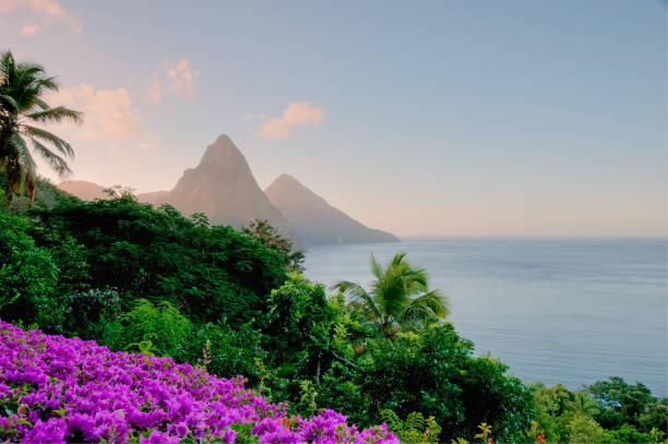 istock St. Lucia's Twin Pitons at Sunrise 154917530
