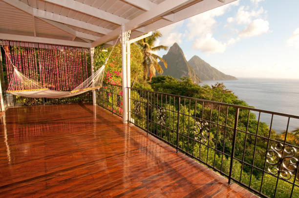 istock Sit in hammock and enjoy Twin Piton view 154917535