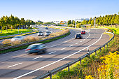Motion blur of traffic on multilane highway