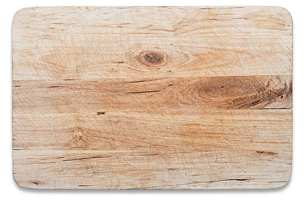Used wooden kitchen chopping board, isolated on white background, clipping path. Canon 5D MkII. 
