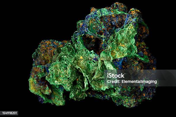 Geologie Azurit Und Malachit Mineral Probieren Isoliert Auf Schwarz Stockfoto und mehr Bilder von Kupfer