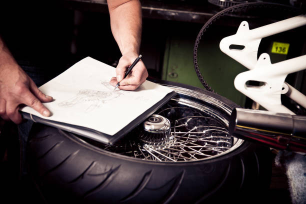 motorcycle designer sketching a new bike
