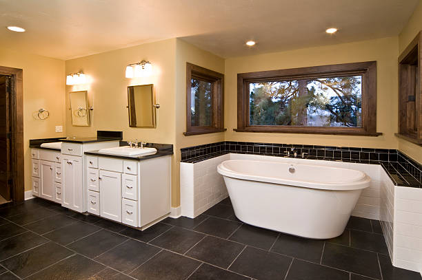 istock Modern bathroom with sunken bathtub 154918521
