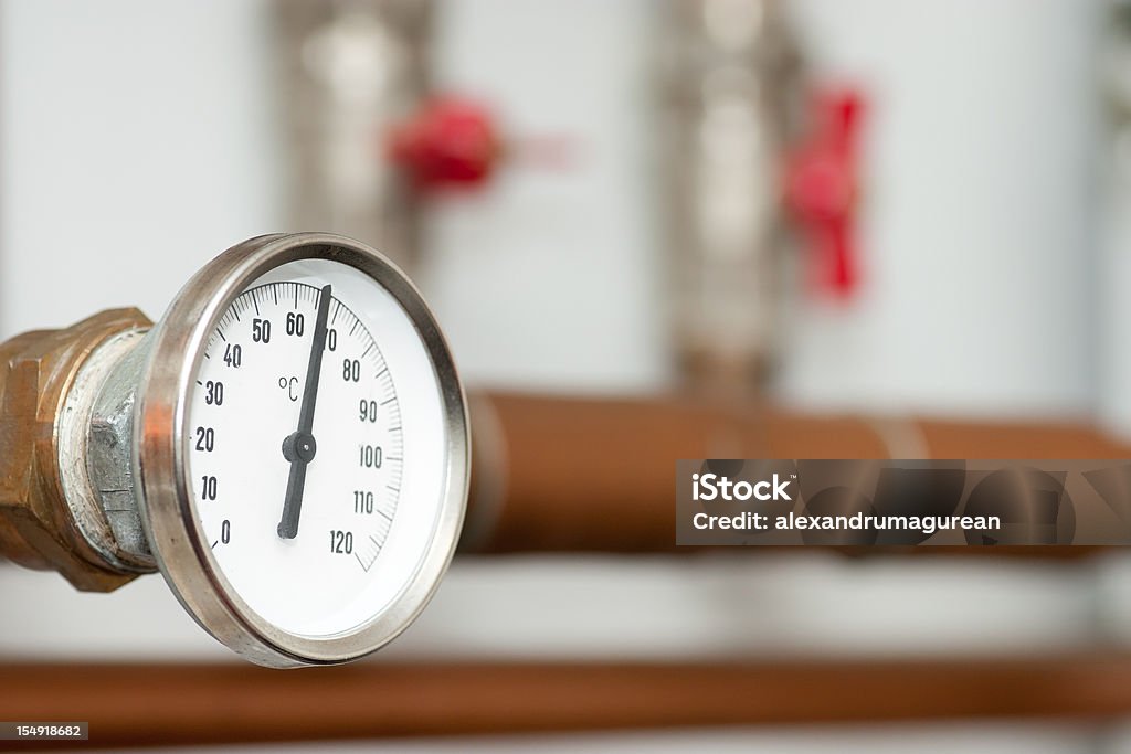 Water Temperature Gauge Water Temperature Gauge On A House Heating System Celsius Stock Photo