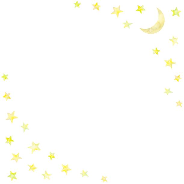 istock A stylish watercolor frame with crescent moon and stars. 1549188604