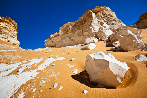 Limestone rock formation in the white desert of egypt