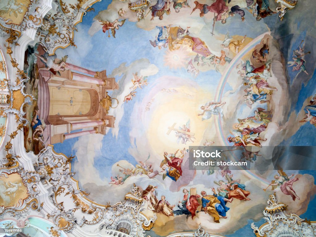 Wies église Baroque plafond, en Allemagne - Photo de Allemagne libre de droits