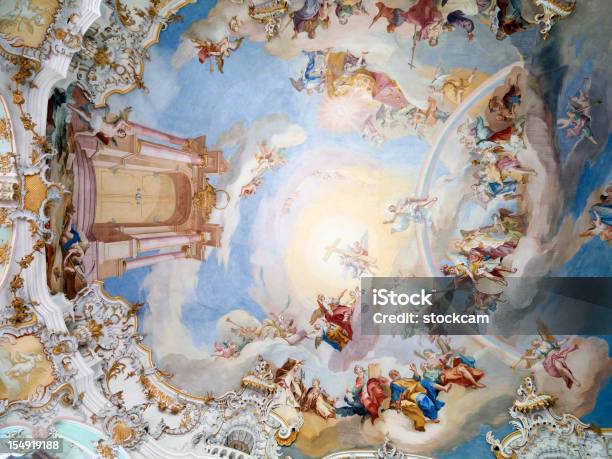 Photo libre de droit de Wies Église Baroque Plafond En Allemagne banque d'images et plus d'images libres de droit de Allemagne - Allemagne, Bavière, Christianisme