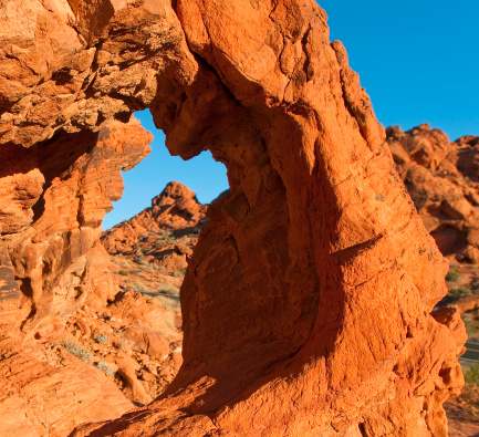Valley of Fire State Parks  is the oldest and largest park in Nevada,USA..The Valley derives its name from red sandstone formations and the stark beauty of the Mojare Desert.