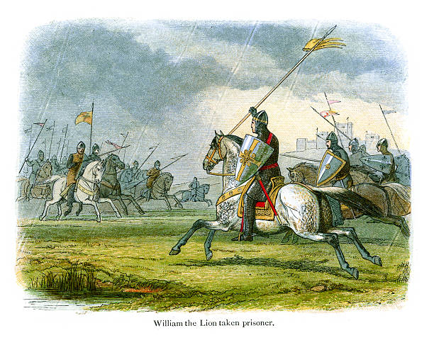 william lion przyjmować więzień - suit of armor weapon shield military stock illustrations