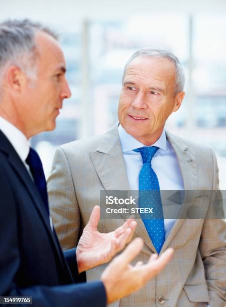 Two Senior Executives Having Discussion Stock Photo - Download Image Now - 50-59 Years, Active Seniors, Administrator