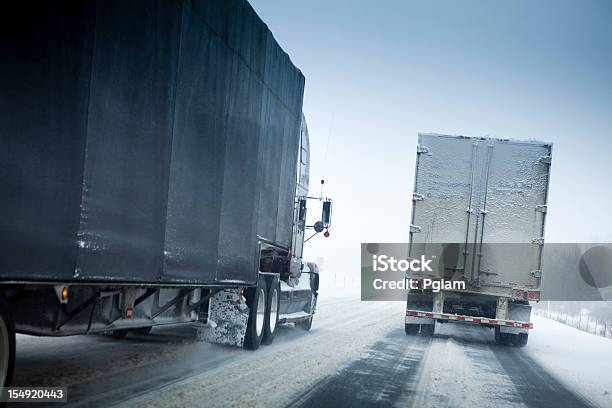 Snow Storm On The Highway Stock Photo - Download Image Now - Blizzard, Blurred Motion, Business Travel