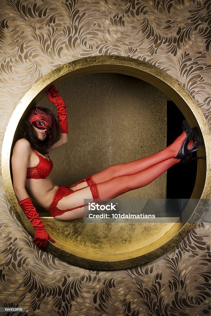 Lady in Red - Lizenzfrei Kreis Stock-Foto