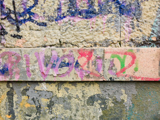 istock Graffiti detail in an old wall (medium format camera). 154923940