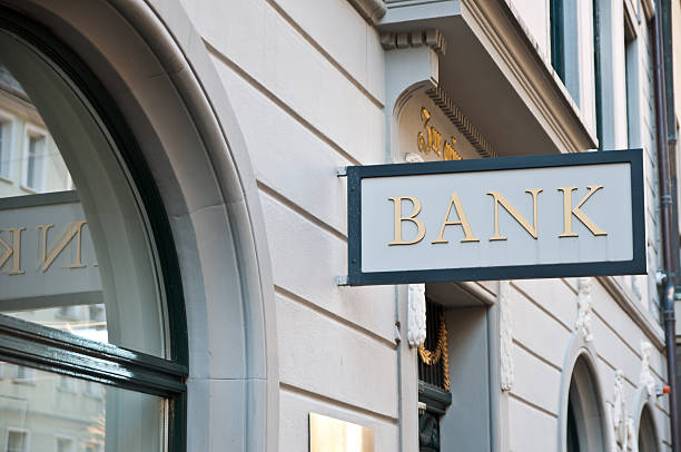 bank sign bank sign in switzerland central europe stock pictures, royalty-free photos & images