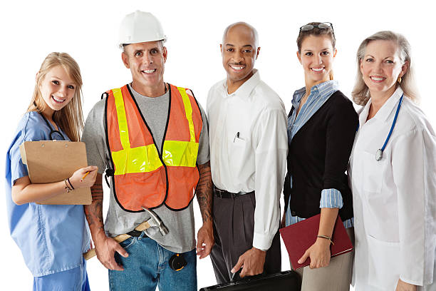 istock Smiling Professionals Standing Together, Isolated on White 154924022