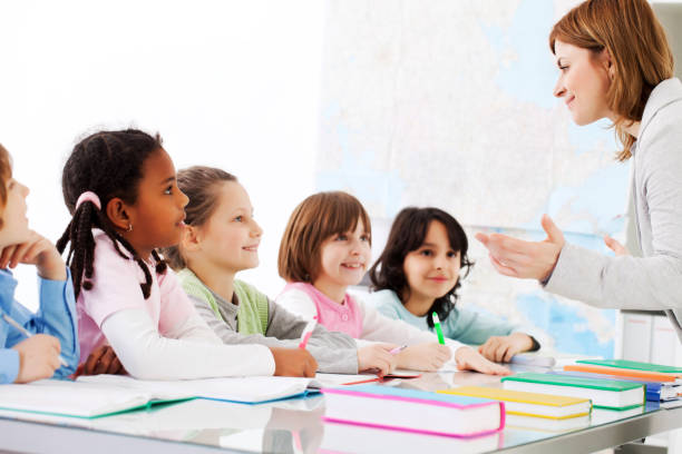 istock Teacher are explaining to children the task in classroom. 154924026