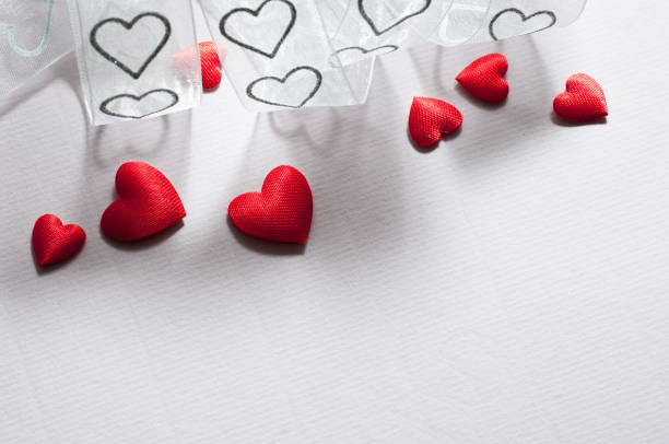 istock hearts on ribbed paper and tulle 154924259