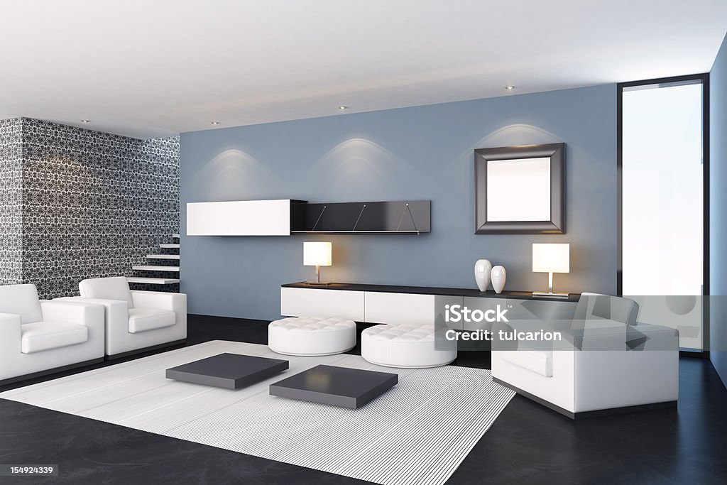 Moderne salle de séjour - Photo de Appartement libre de droits