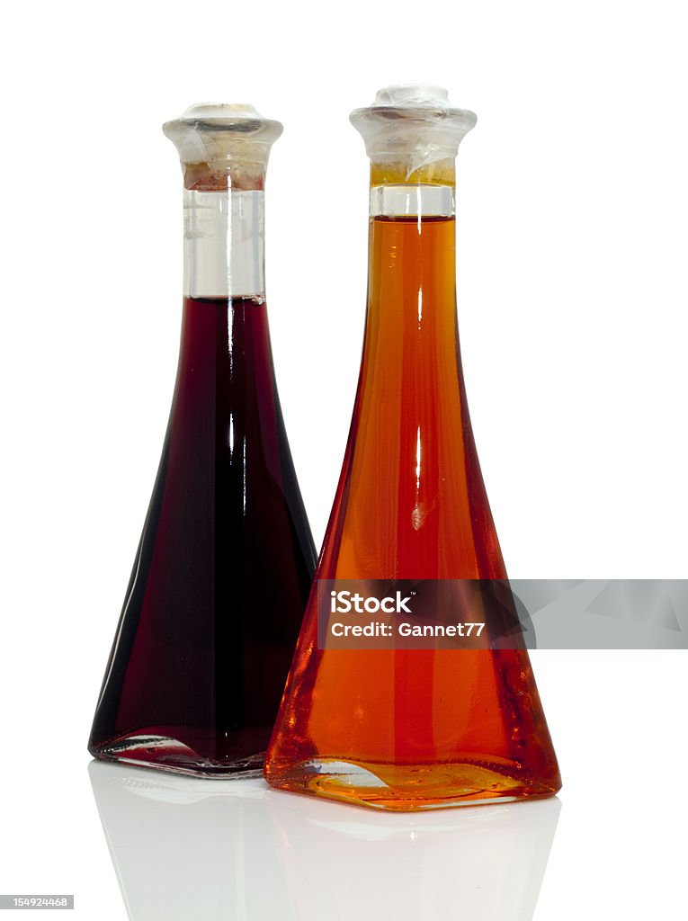 Azeite de oliva e vinagre de garrafas em branco - Foto de stock de Vinagre royalty-free