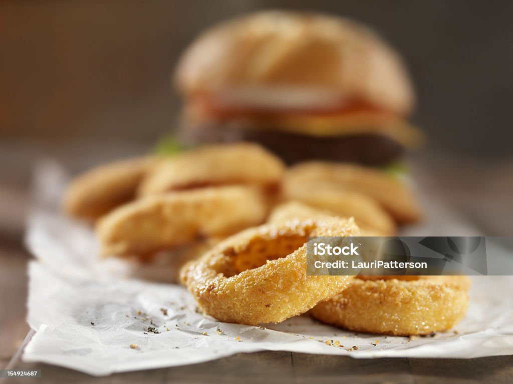 Thick Cut Onion Rings Thick Cut Onion Rings with a Cheeseburger -Photographed on Hasselblad H1-22mb Camera Appetizer Stock Photo