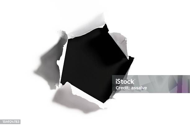 Black Hole In Torn White Paper Stock Photo - Download Image Now - Paper, Hole, Torn