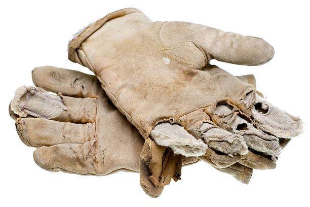 Close-up on welding protective glove.
