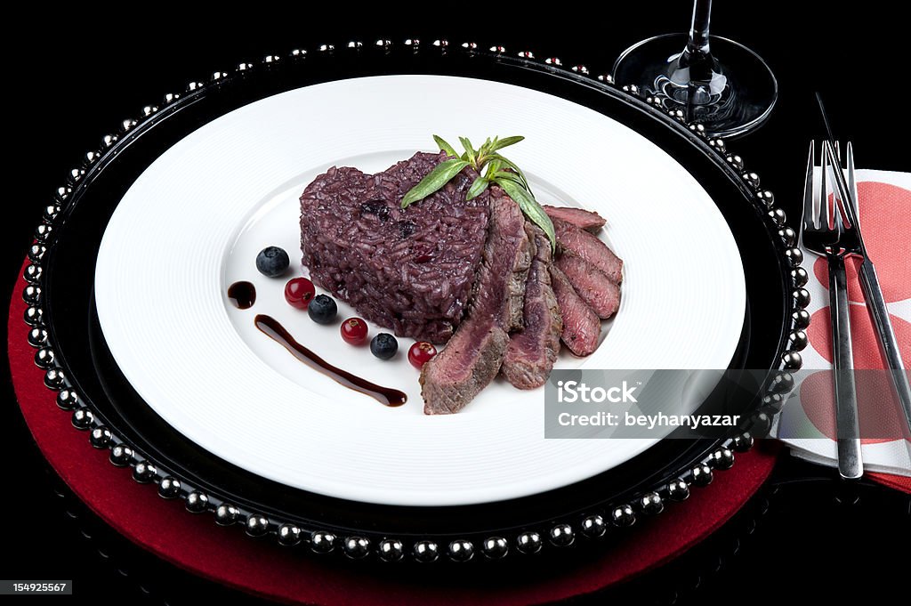 Risotto e carne bovina - Foto de stock de Símbolo do Coração royalty-free