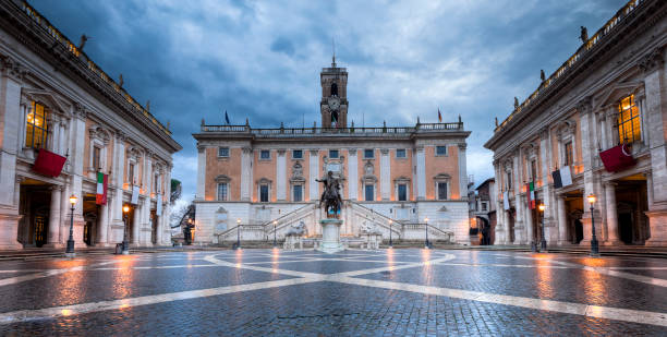 a colina capitolinos hdr - capitólio roma imagens e fotografias de stock
