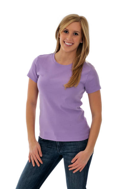 istock Young Woman Wearing Blank Tee Shirt 154925883