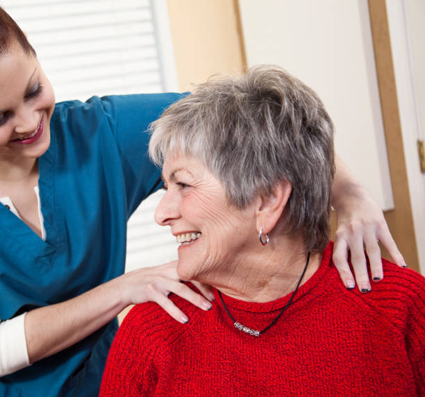 istock Senior woman receiving home therapy 154925962