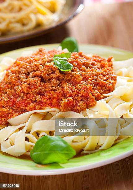 Bolognese Tagliatelle Stock Photo - Download Image Now - Basil, Bolognese Sauce, Color Image