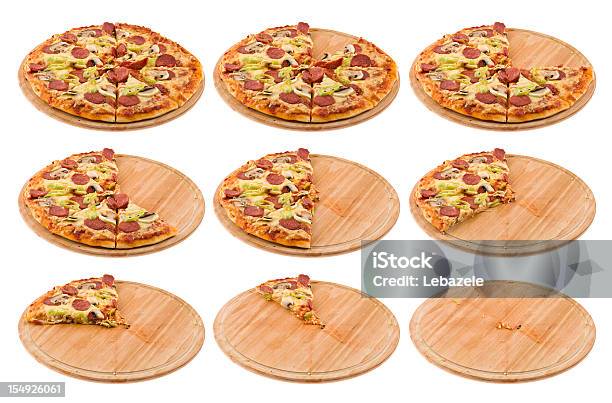 Timelapse Pizza Eating Stock Photo - Download Image Now - Pizza, Slice of Food, White Background