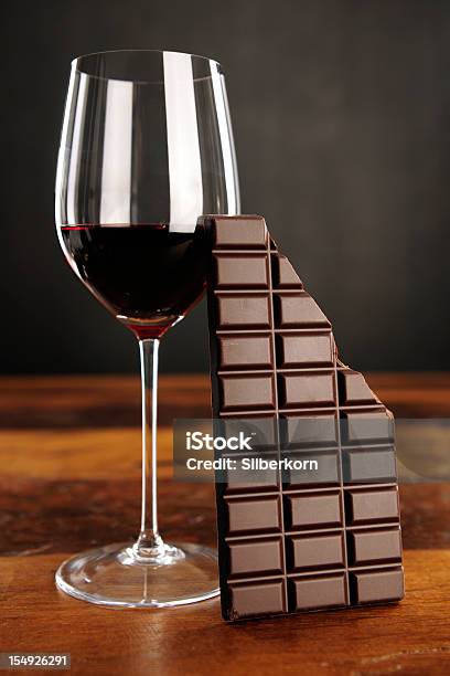 Glass Of Red Wine And Chocolate Bar Stock Photo - Download Image Now - Chocolate, Wine, Red Wine