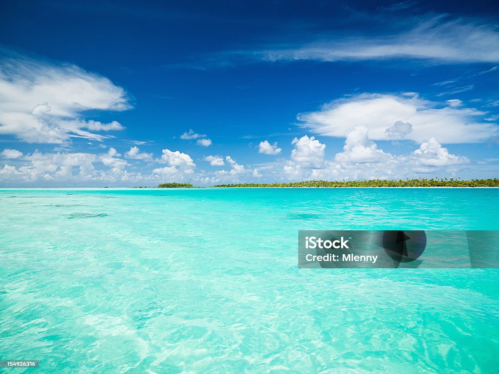 Blue Lagoon Fakarava Tuamotuinseln Französisch-Polynesien - Lizenzfrei Baum Stock-Foto