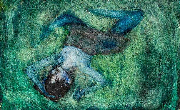 Expressionist Painting An expressionist painting of a blue woman lying down. expressionism stock illustrations