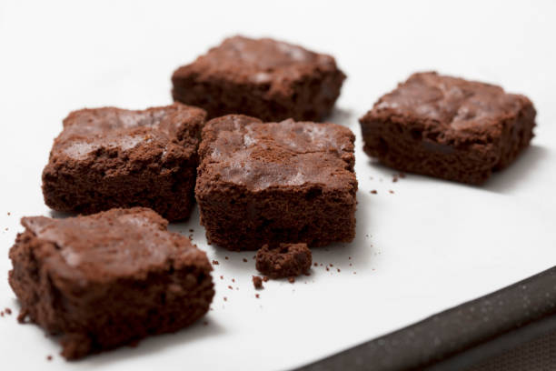Freshly cooked chocolate brownies cooling.